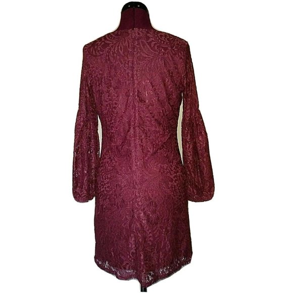 NY Collection Petite Size Petite Small Dress Lace Shift Illusion Sleeve - Picture 2 of 8